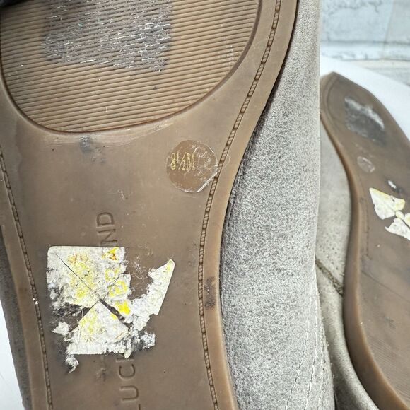 Lucky Brand Alba Women's Size 8.5 Grey Distressed Leather Ballet Flats - Picture 8 of 10